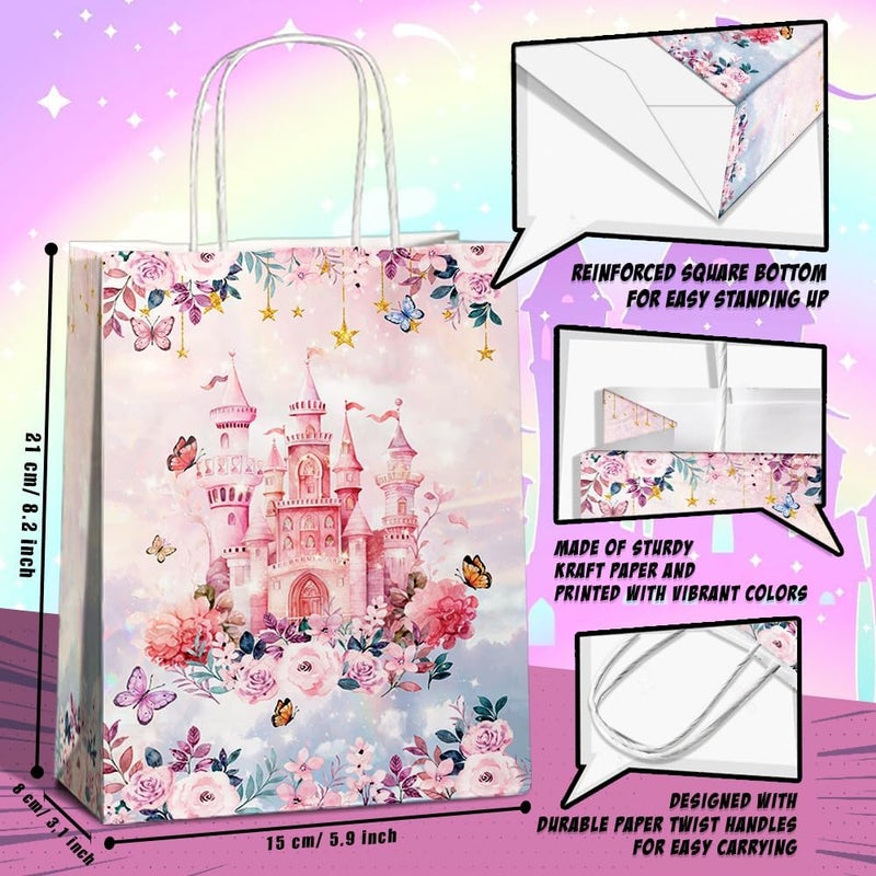 JOYGATHER 24 Pcs Princess Prince Party Favor Bags with Handles - Prince Princess Castle Goodie Gift Candy Treat Paper Bags for Birthday Gender Reveal Baby Shower Party - Image 3